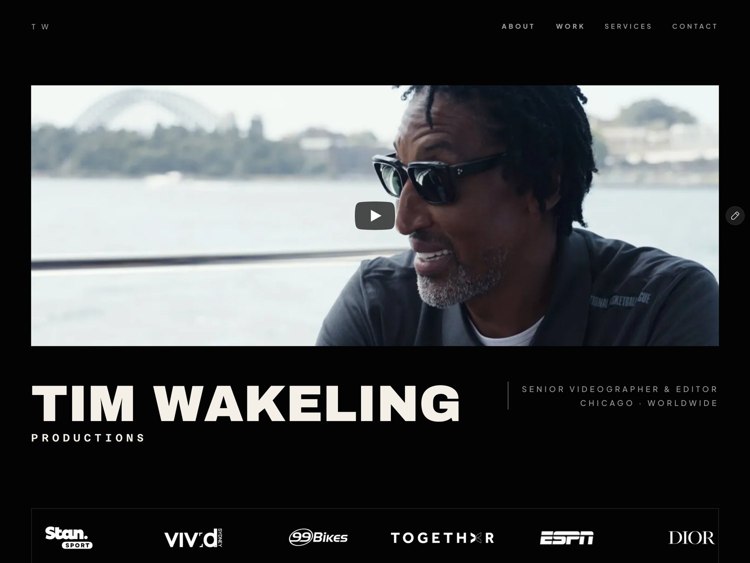 Screenshot of the Tim Wakeling Productions website homepage
